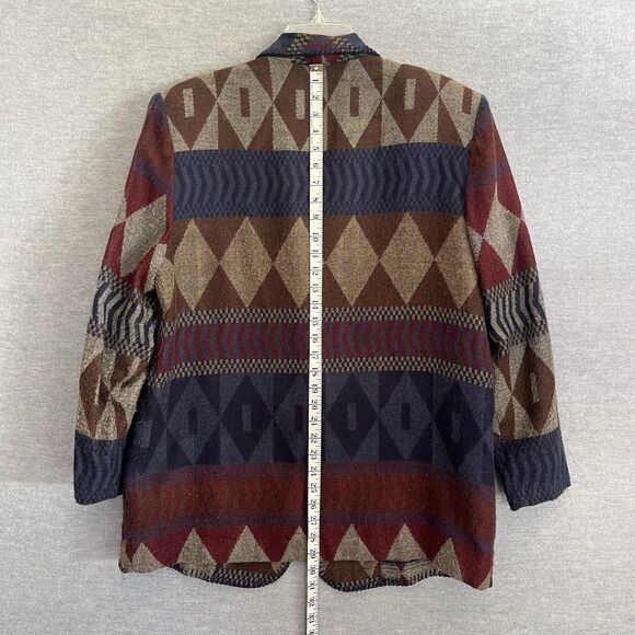 David Paul Southwestern Jacket Womens L Burgundy Aztec Tribal Country Rodeo Vtg - Picture 14 of 16